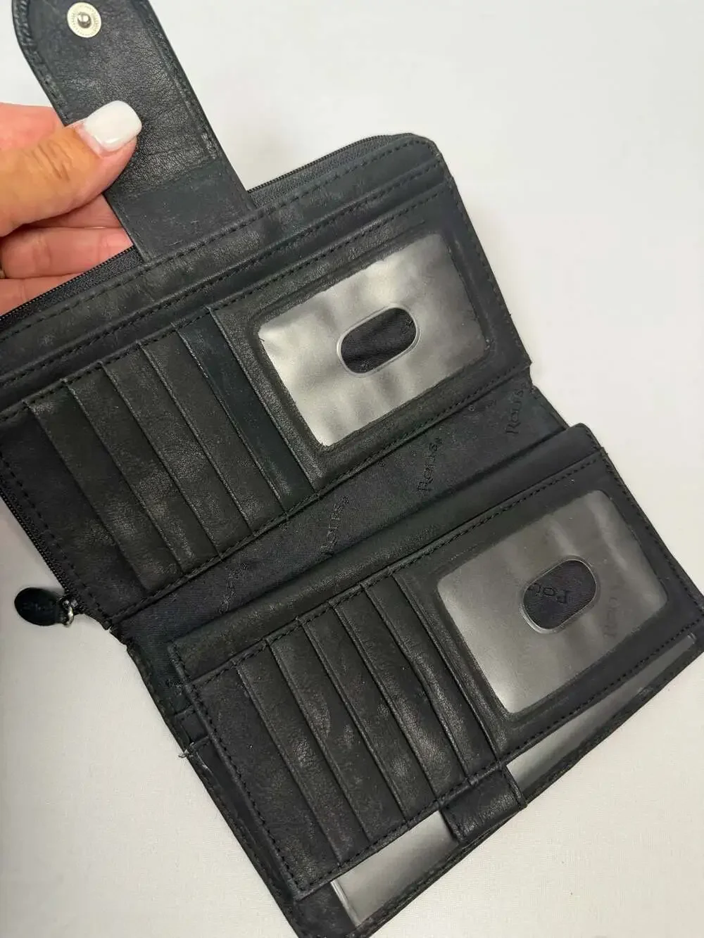 Rolfs Vintage Genuine Leather Checkbook Clutch Wallet in Black